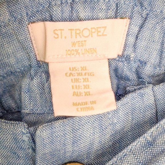 St. Tropez West Linen Paperbag waist shorts sz: XL - Picture 4 of 8